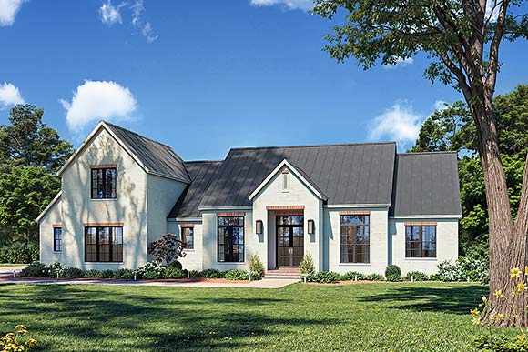Contemporary, Farmhouse, Traditional House Plan 82983 with 4 Beds, 4 Baths, 2 Car Garage Elevation