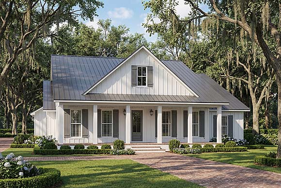 Contemporary, Cottage, Country, Farmhouse, Southern House Plan 82987 with 3 Beds, 3 Baths, 2 Car Garage Elevation