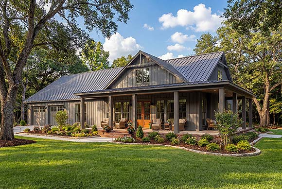 Barndominium, Contemporary, Country, Farmhouse, Traditional House Plan 82989 with 3 Beds, 3 Baths, 2 Car Garage Elevation