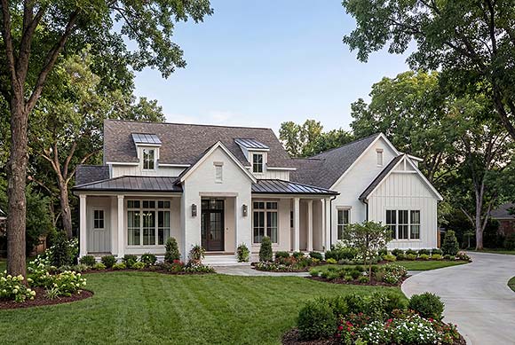 Contemporary, Farmhouse, Southern, Traditional House Plan 82991 with 3 Beds, 4 Baths, 2 Car Garage Elevation