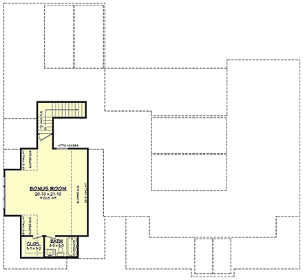 Contemporary, Country, Farmhouse, Southern, Traditional House Plan 82996 with 4 Beds, 4 Baths, 3 Car Garage Second Level Plan