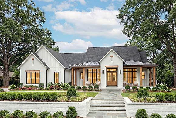Contemporary, Country, Farmhouse, Southern, Traditional House Plan 82996 with 4 Beds, 4 Baths, 3 Car Garage Elevation