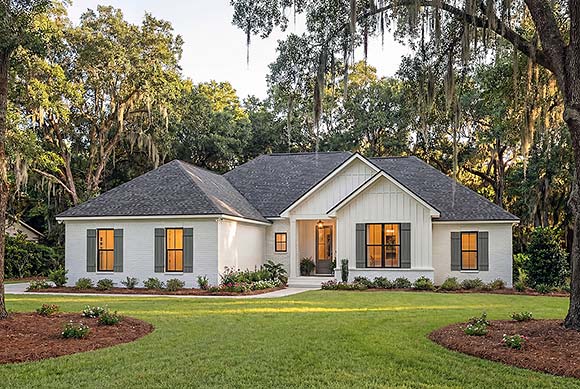 Country, Farmhouse, Ranch, Southern House Plan 82998 with 4 Beds, 2 Baths, 2 Car Garage Elevation