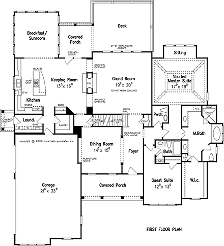 Bungalow, European, Tudor, Victorian House Plan 83000 with 5 Beds, 5 Baths, 3 Car Garage First Level Plan