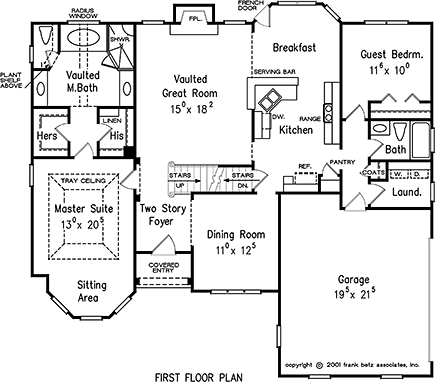 European, Traditional House Plan 83004 with 4 Beds, 3 Baths, 2 Car Garage First Level Plan