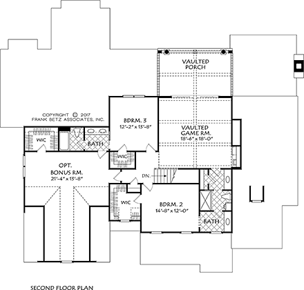 Country, Farmhouse, Modern, Traditional House Plan 83005 with 4 Beds, 5 Baths, 3 Car Garage Second Level Plan