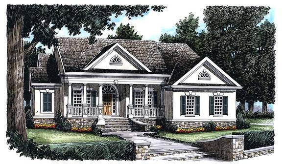 Colonial, Country, Southern, Traditional, Victorian House Plan 83008 with 3 Beds, 2 Baths, 2 Car Garage Elevation