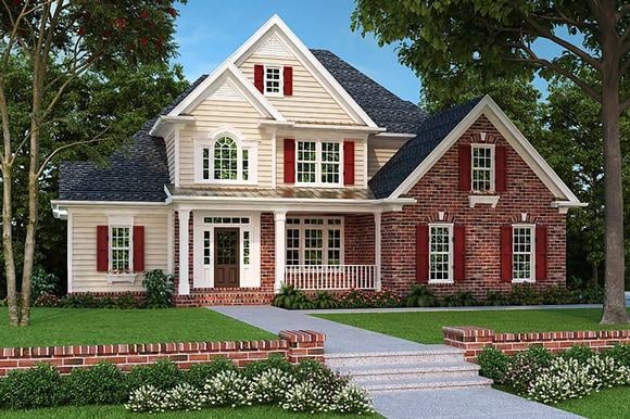 European, Traditional House Plan 83012 with 4 Beds, 3 Baths, 2 Car Garage Elevation