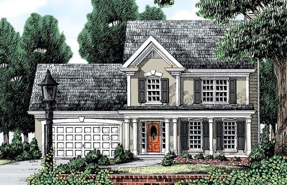 European, Traditional, Victorian House Plan 83013 with 3 Beds, 3 Baths, 2 Car Garage Elevation