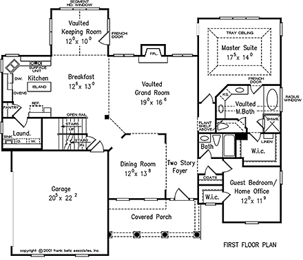 European, Traditional House Plan 83014 with 4 Beds, 3 Baths, 2 Car Garage First Level Plan