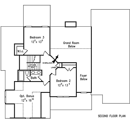 European, Traditional House Plan 83014 with 4 Beds, 3 Baths, 2 Car Garage Second Level Plan