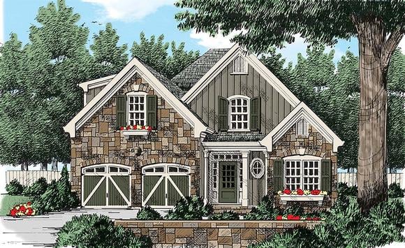 Colonial, European, French Country, Southern, Traditional, Tudor House Plan 83018 with 4 Beds, 3 Baths, 2 Car Garage Elevation