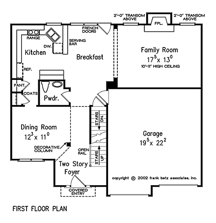 European, Traditional House Plan 83019 with 3 Beds, 3 Baths, 2 Car Garage First Level Plan