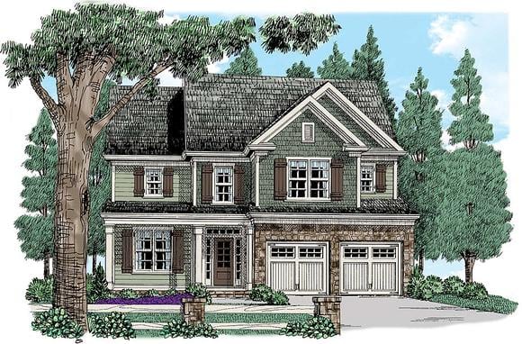 Colonial, Cottage, Country, Southern, Traditional House Plan 83020 with 4 Beds, 3 Baths, 2 Car Garage Elevation