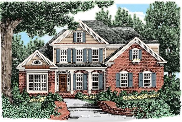 European, Traditional House Plan 83023 with 4 Beds, 3 Baths, 2 Car Garage Elevation