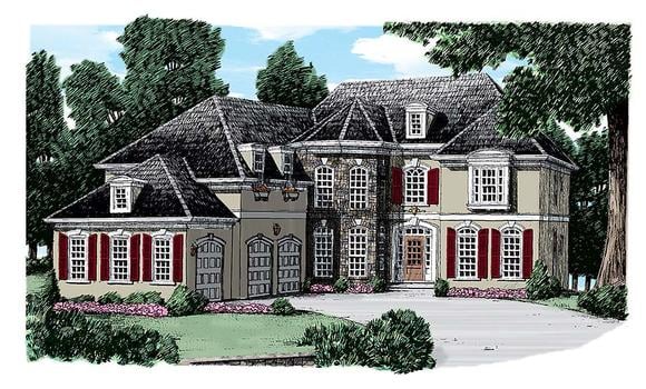 European, French Country, Tudor House Plan 83032 with 5 Beds, 5 Baths, 3 Car Garage Elevation