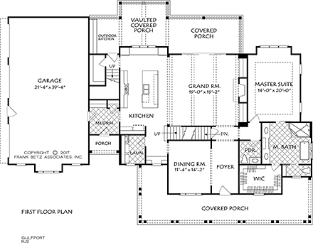 Country, Farmhouse, Southern House Plan 83038 with 4 Beds, 4 Baths, 3 Car Garage First Level Plan
