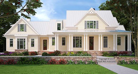 Country, Farmhouse, Southern House Plan 83038 with 4 Beds, 4 Baths, 3 Car Garage Elevation