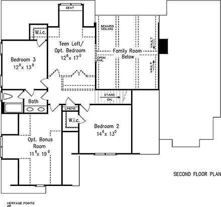 Craftsman, Traditional House Plan 83045 with 4 Beds, 3 Baths, 2 Car Garage Second Level Plan
