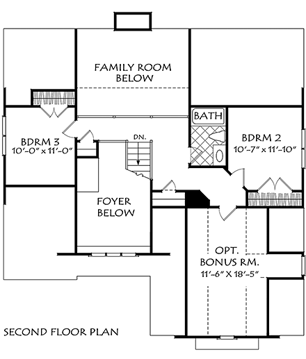 Cottage, European House Plan 83047 with 3 Beds, 3 Baths, 2 Car Garage Second Level Plan
