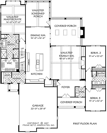 Craftsman, Traditional House Plan 83049 with 3 Beds, 3 Baths, 2 Car Garage First Level Plan