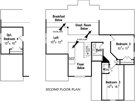 Traditional House Plan 83050 with 3 Beds, 3 Baths, 2 Car Garage Second Level Plan