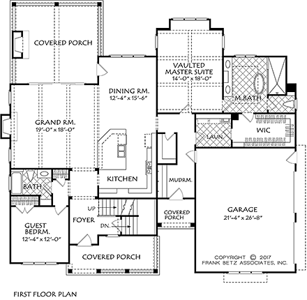 Farmhouse, Southern, Traditional House Plan 83052 with 4 Beds, 5 Baths, 2 Car Garage First Level Plan