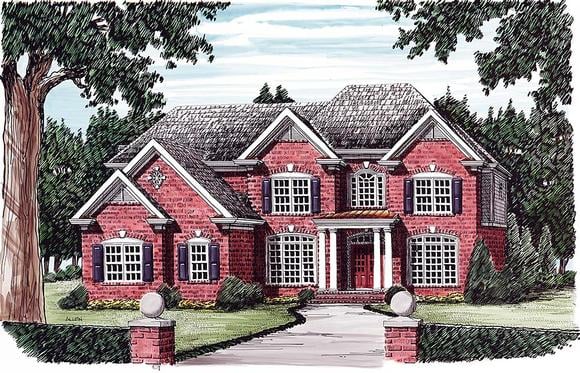 Colonial, European, Traditional House Plan 83054 with 5 Beds, 4 Baths, 3 Car Garage Elevation