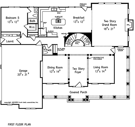 European, French Country House Plan 83062 with 5 Beds, 5 Baths, 3 Car Garage First Level Plan