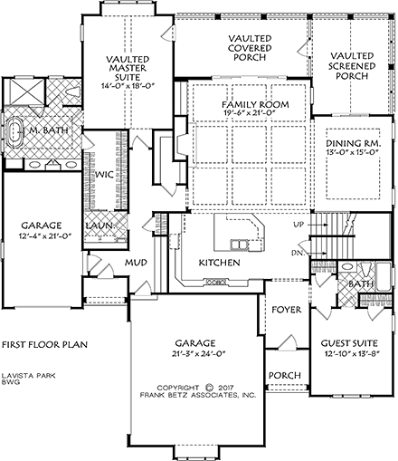 Craftsman, European, Tudor House Plan 83064 with 4 Beds, 4 Baths, 3 Car Garage First Level Plan