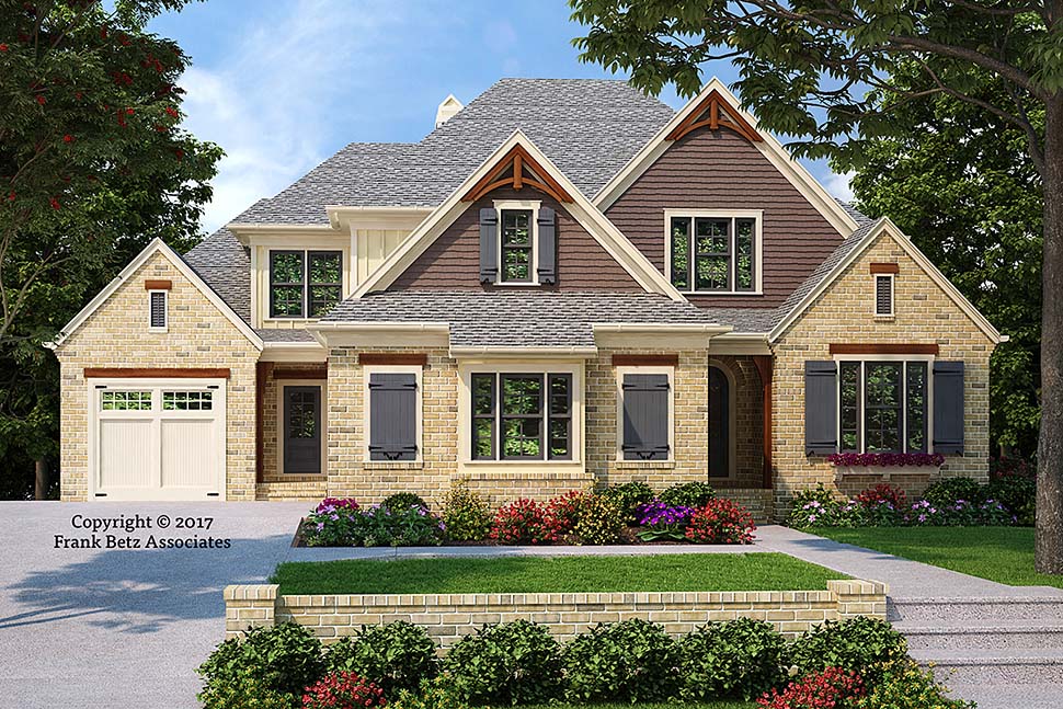 Craftsman, European, Tudor Plan with 3080 Sq. Ft., 4 Bedrooms, 4 Bathrooms, 3 Car Garage Elevation