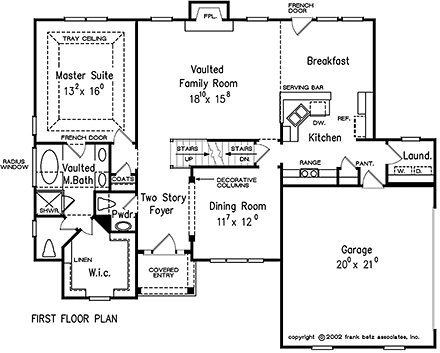 Cottage, Traditional House Plan 83066 with 3 Beds, 3 Baths, 2 Car Garage First Level Plan