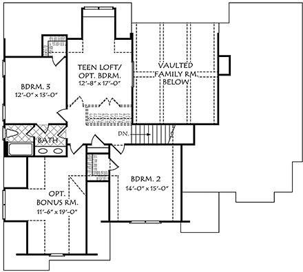 Colonial, European House Plan 83068 with 4 Beds, 3 Baths, 2 Car Garage Second Level Plan