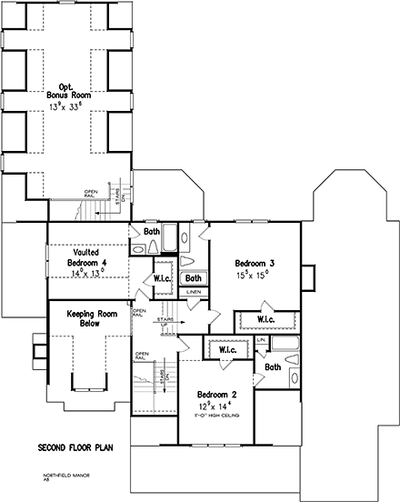 Craftsman House Plan 83074 with 4 Beds, 6 Baths, 3 Car Garage Second Level Plan