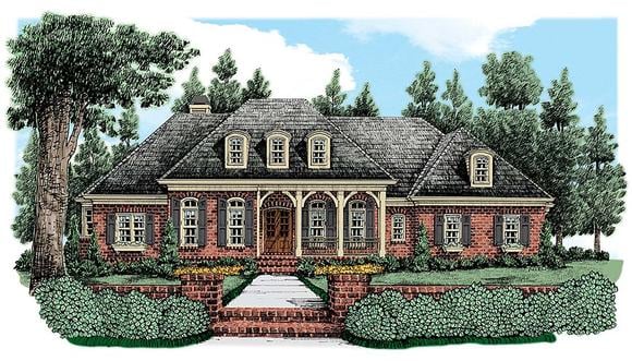 European, French Country House Plan 83077, 3 Car Garage Elevation
