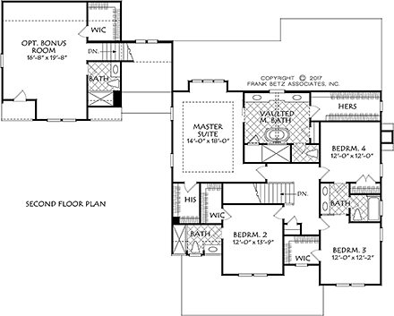 Country, Farmhouse House Plan 83082 with 5 Beds, 4 Baths, 2 Car Garage Second Level Plan