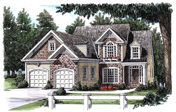 European, Traditional House Plan 83087 with 3 Beds, 3 Baths, 2 Car Garage Elevation