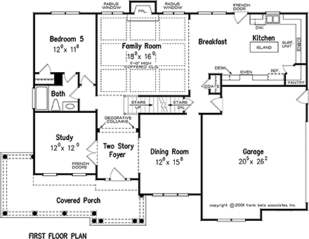 Country, Southern, Traditional House Plan 83091 with 5 Beds, 4 Baths, 2 Car Garage First Level Plan