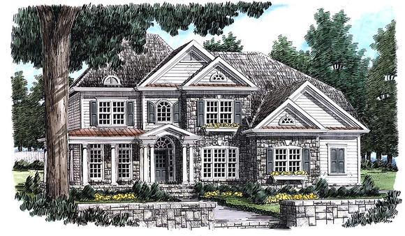 Country, Southern, Traditional House Plan 83091 with 5 Beds, 4 Baths, 2 Car Garage Elevation