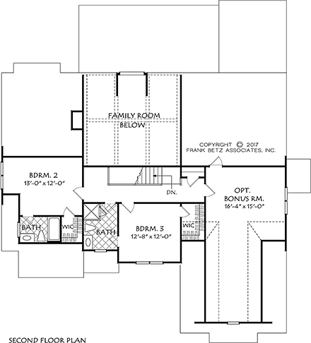 European, Traditional, Tudor House Plan 83098 with 4 Beds, 5 Baths, 2 Car Garage Second Level Plan