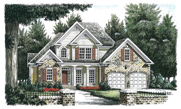 European, Traditional House Plan 83102 with 3 Beds, 3 Baths, 2 Car Garage Elevation