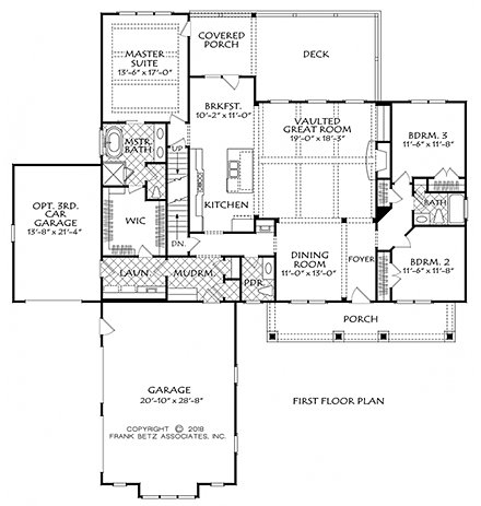 Craftsman, Farmhouse House Plan 83107 with 4 Beds, 4 Baths, 3 Car Garage First Level Plan