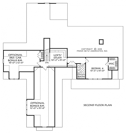 Craftsman, Farmhouse House Plan 83107 with 4 Beds, 4 Baths, 3 Car Garage Second Level Plan