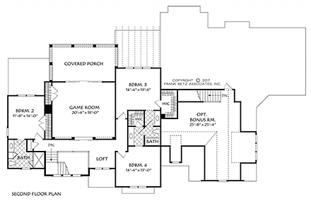 European, Modern, Traditional House Plan 83112 with 5 Beds, 5 Baths, 3 Car Garage Second Level Plan