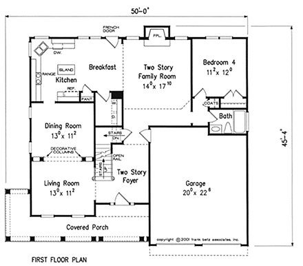 Cottage, Country, Traditional House Plan 83120 with 4 Beds, 3 Baths, 2 Car Garage First Level Plan