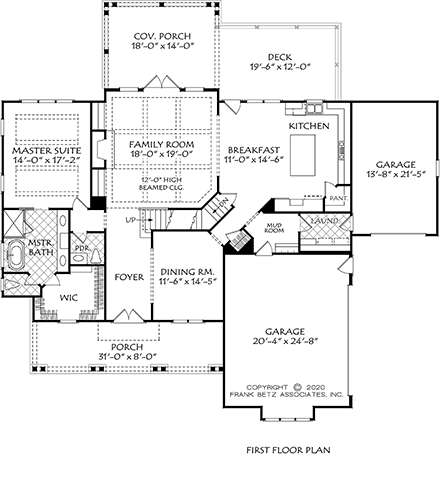 Country, Farmhouse House Plan 83122 with 4 Beds, 4 Baths, 3 Car Garage First Level Plan