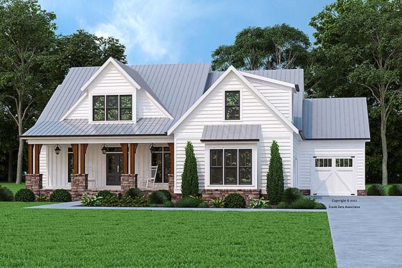Country, Farmhouse House Plan 83122 with 4 Beds, 4 Baths, 3 Car Garage Elevation