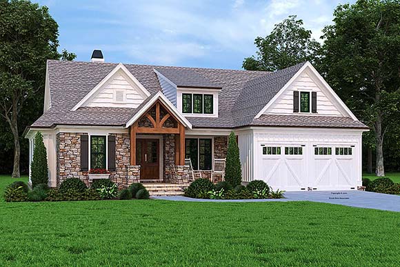 Cottage, Country, Craftsman, Ranch, Traditional House Plan 83124 with 4 Beds, 5 Baths, 2 Car Garage Elevation
