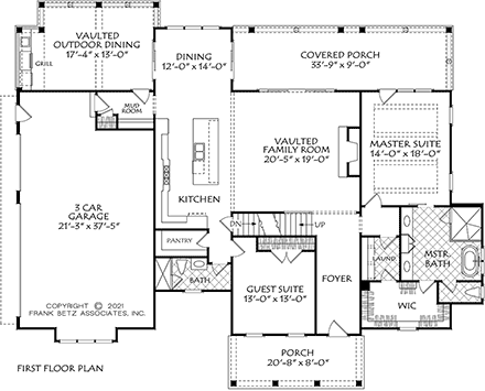 Country, Farmhouse, Traditional House Plan 83126 with 4 Beds, 3 Baths, 3 Car Garage First Level Plan