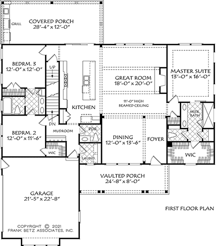 Cottage, Country, Farmhouse, Ranch, Traditional House Plan 83128 with 3 Beds, 3 Baths, 2 Car Garage First Level Plan